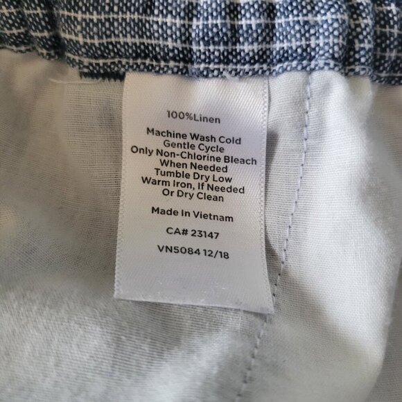 Talbots Linen Petite 8P Elastic Waist Pull-On Pants Pockets Pinstripe Beach - Picture 7 of 7